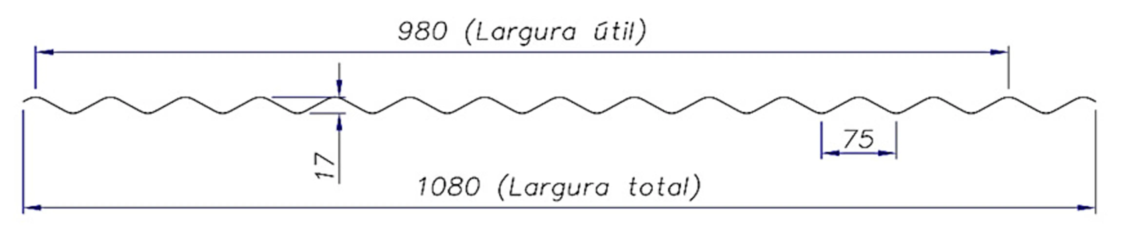 Dimensões Telha Ondulada 17/980